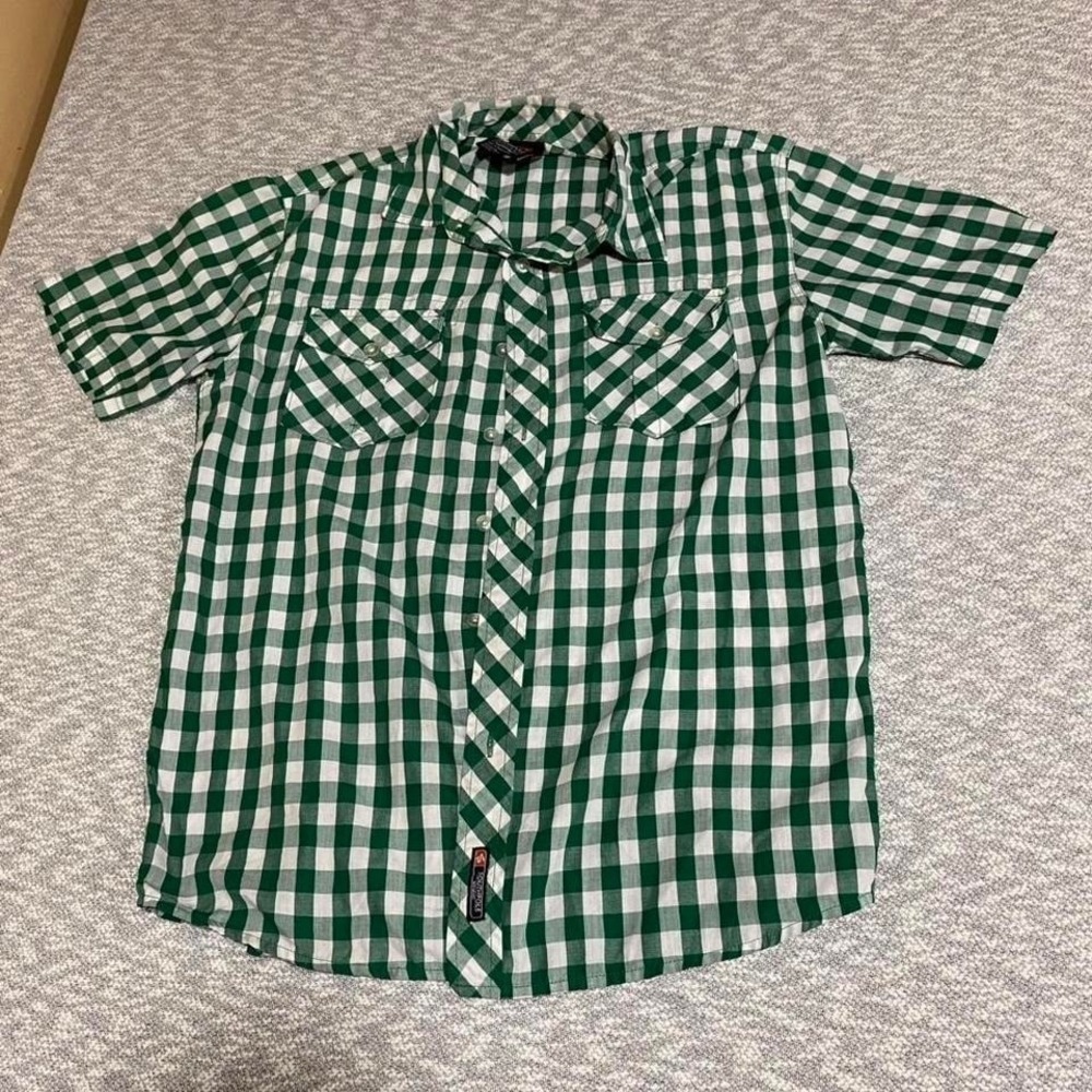 Southpole green and white gingham button up shirt Size Men M. SKU791 #gingham
